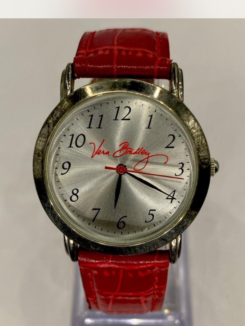*** Vera Bradley ^^^ Cherry Red Leather Strap Silver Dial Watch ***